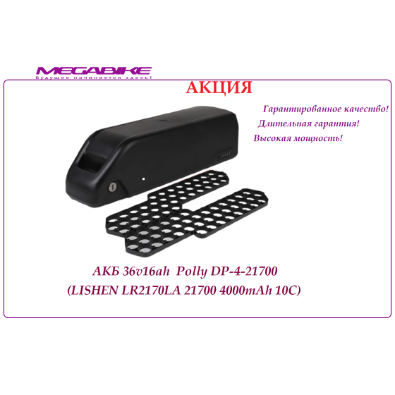 Аккумулятор 36v16ah LISHEN LR2170LA в боксе Polly DP-4-21700