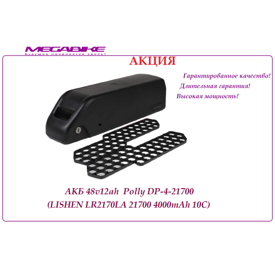 Аккумулятор Li-ion 48v12ah LR2170LA в боксе Polly DP4-21700 